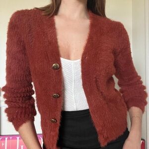 Banana Republic Rust Cardigan with Gold Buttons